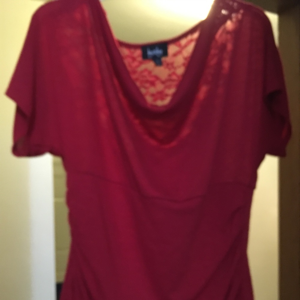Red top with lace on the back bought at JC Penny